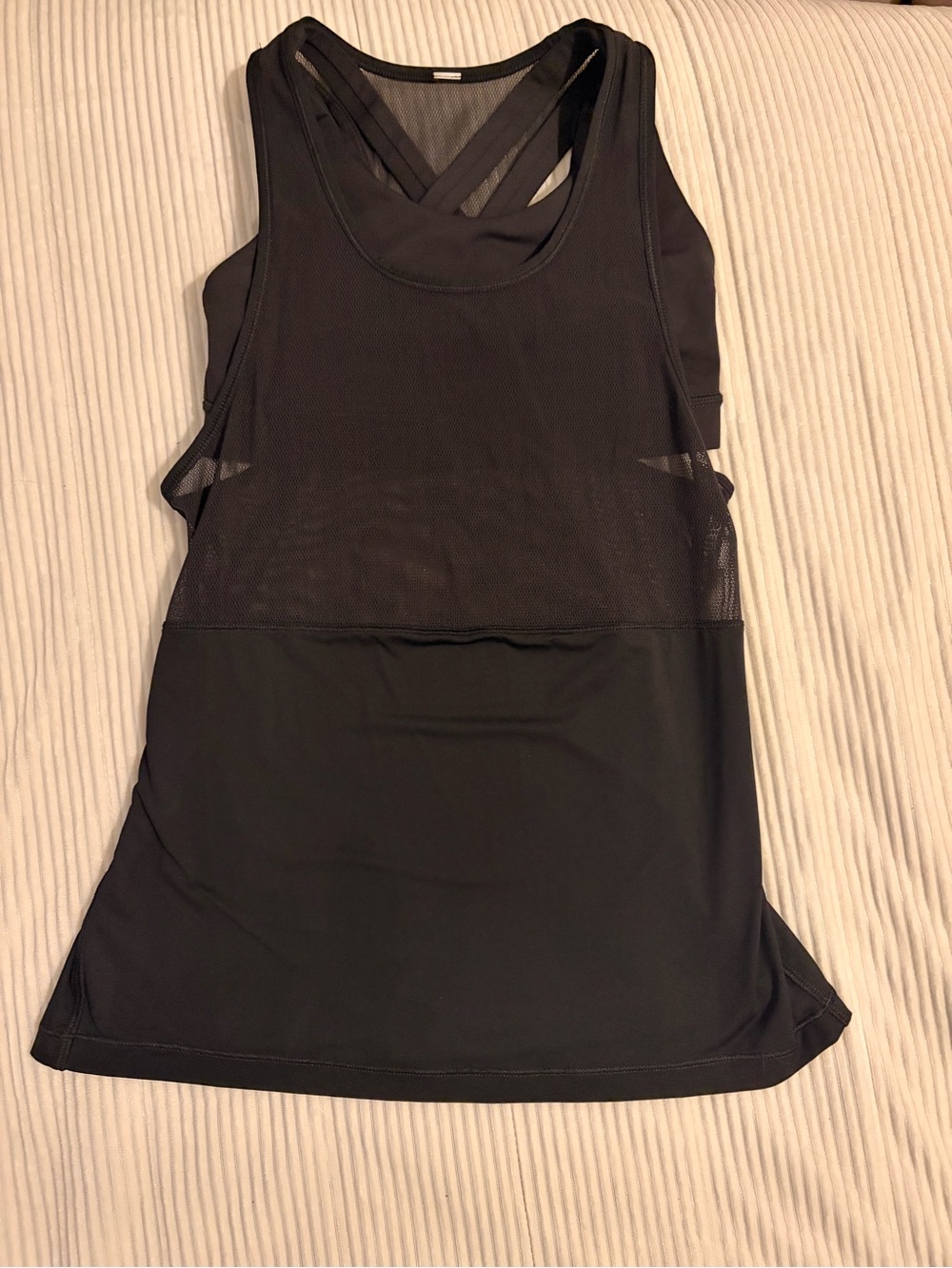 Lululemon Women’s Black Mesh Layered Tank Top